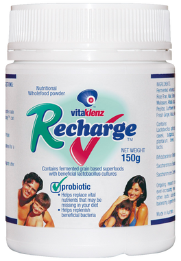 Bottle of Vitaklenz Recharge Probiotic Powder