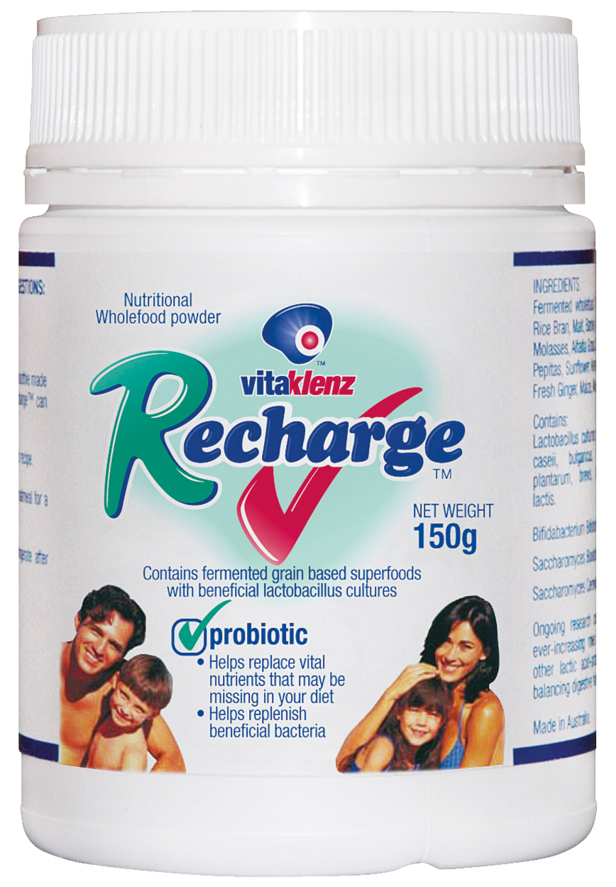 Bottle of Vitaklenz Recharge Probiotic Powder